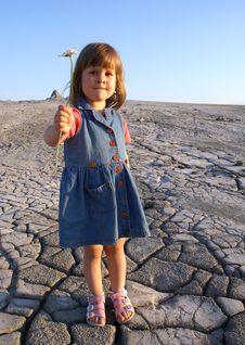Girl And The Muddy Volcanoes Stock Photography Girl And The Muddy Volcanoes Stock Photography