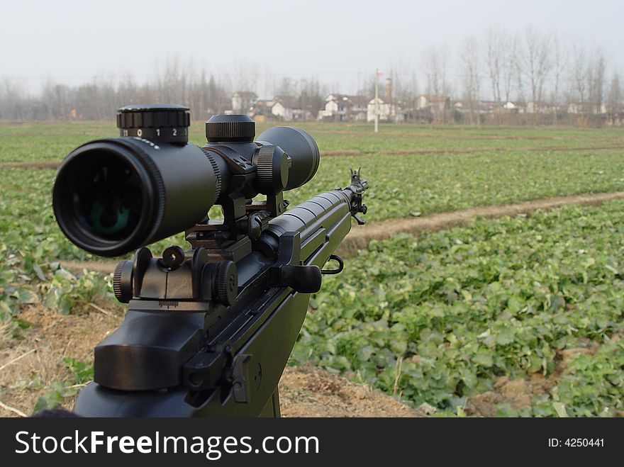 The toy gun model M21 in the countryside