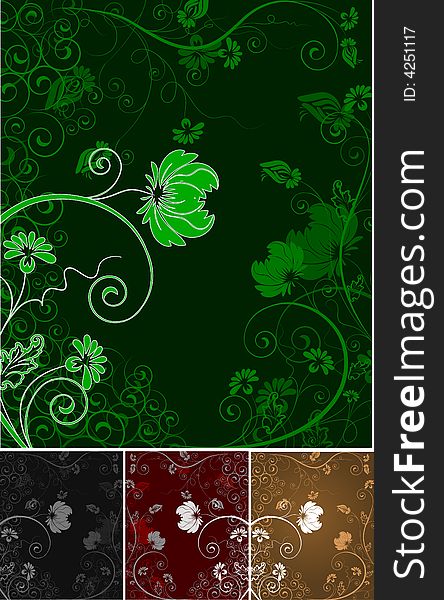 Abstract floral backgrounds set. A vector format is added. Suits well for a postcard or background. Abstract floral backgrounds set. A vector format is added. Suits well for a postcard or background