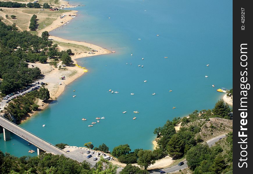 Lake with ships in south France