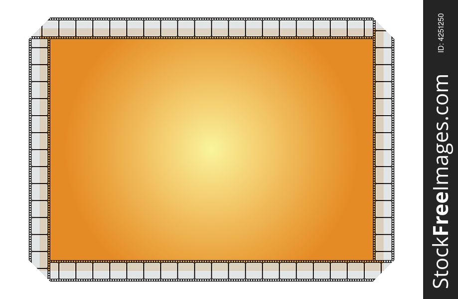 Filmstrip frame gold style in white background