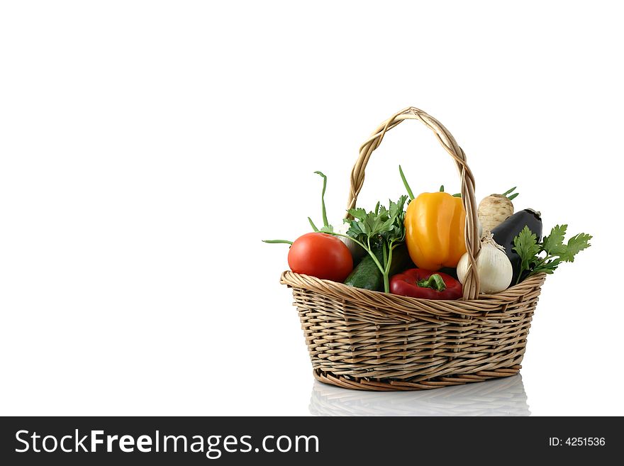 Fresh vegetables on white background