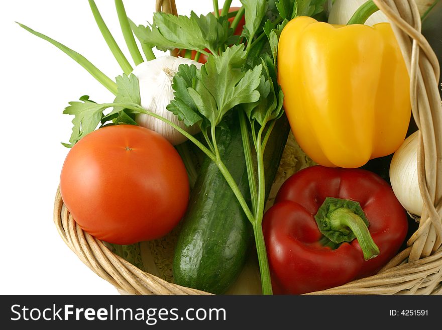 Fresh vegetables on white background