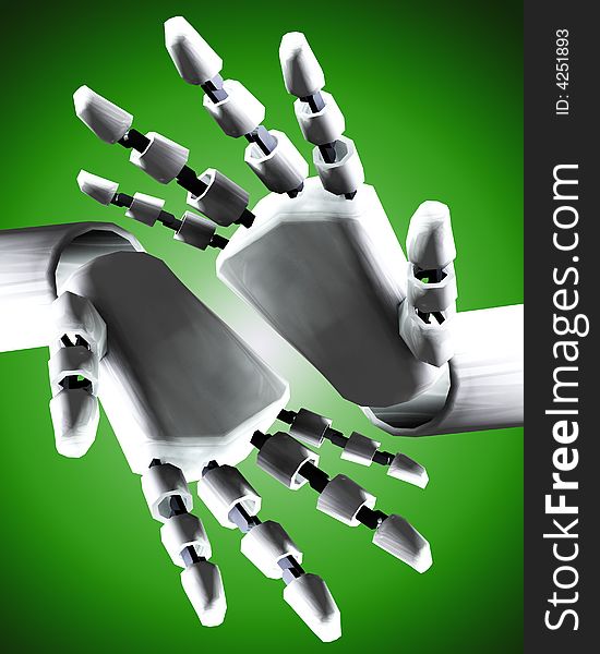 A conceptual image of some robot hands, it would be a good image for technology concepts. A conceptual image of some robot hands, it would be a good image for technology concepts.