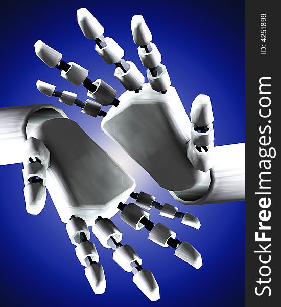 A conceptual image of some robot hands, it would be a good image for technology concepts. A conceptual image of some robot hands, it would be a good image for technology concepts.