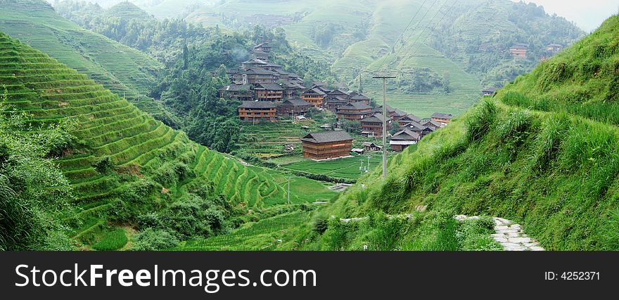 Terraced Field And Village