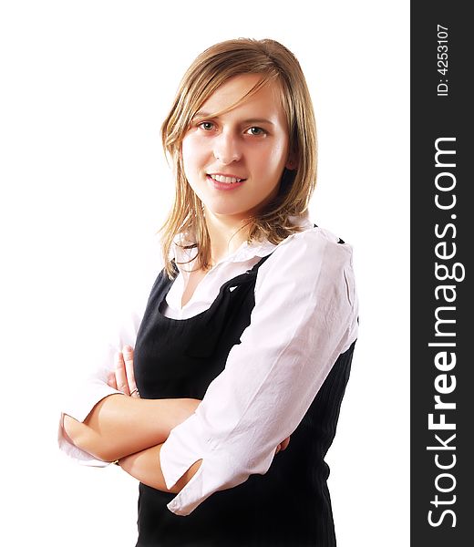Confident good looking young businesswoman smiling