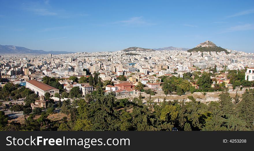 Cityscape of Athens from Philopapou hill. Cityscape of Athens from Philopapou hill.