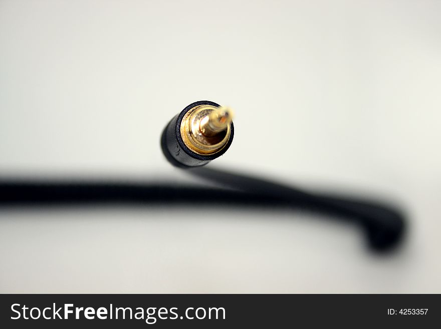 A electrical cable on white