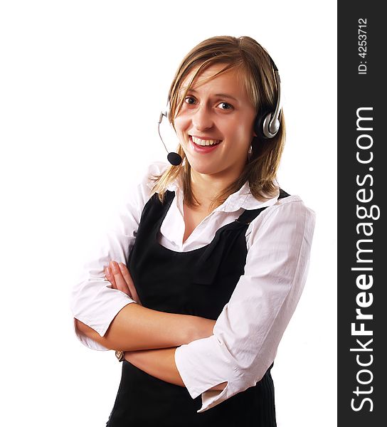 Young businesswoman having a phone call and laughing. Young businesswoman having a phone call and laughing