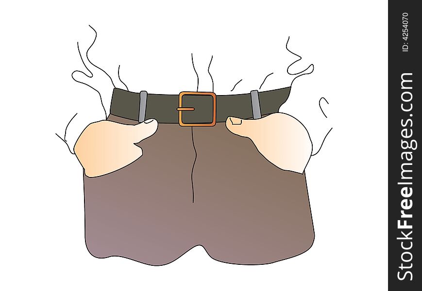 Illustration: hands in the pants (man)