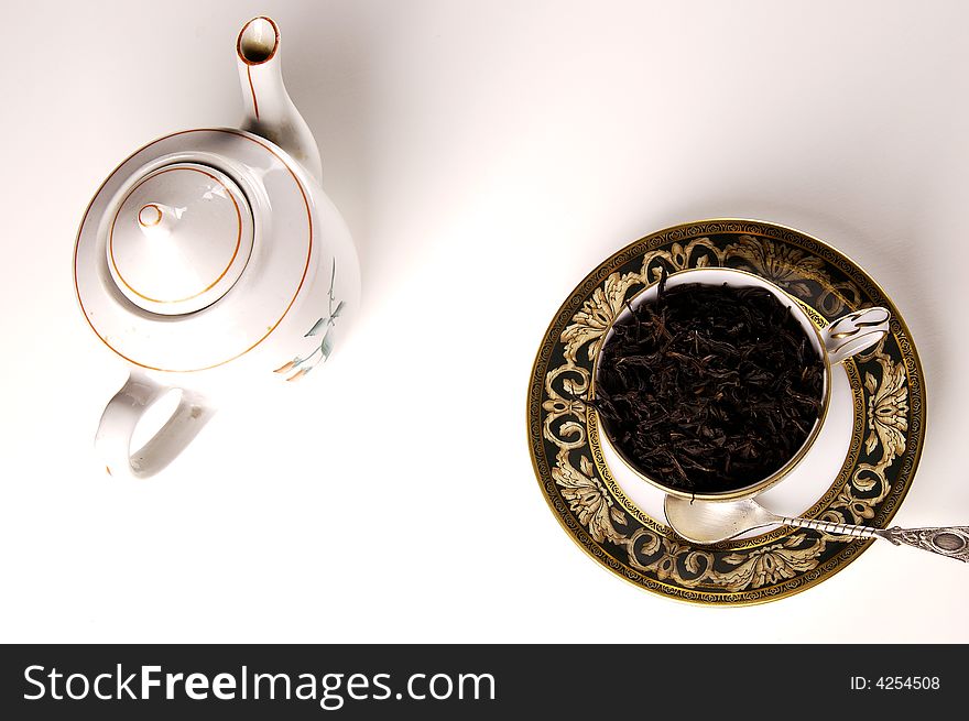 Photo of cup with black tea. Photo of cup with black tea