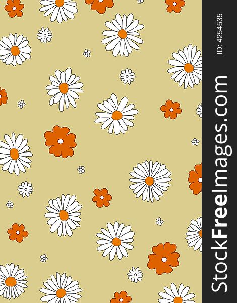 Illustration of many flowers over a cream background. Illustration of many flowers over a cream background