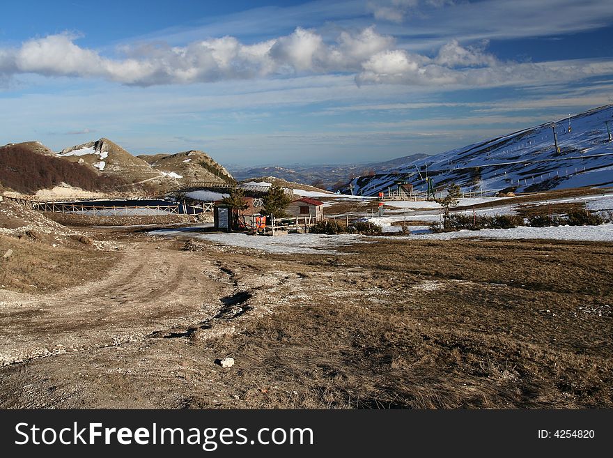 Ski slope landscape captured near Bolognola (MC) - Italy. Ski slope landscape captured near Bolognola (MC) - Italy