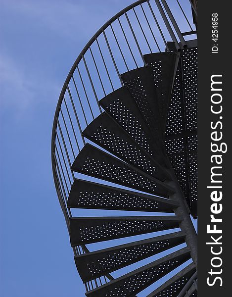 Staircase silhouette, blue sky in the background