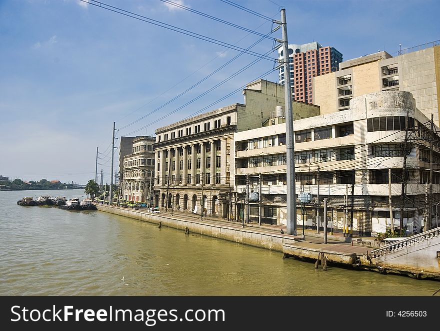 1940s Building along Pasig River. 1940s Building along Pasig River