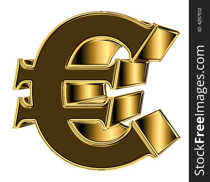 3d illustration of golden Euro currency sign isolated on white background. 3d illustration of golden Euro currency sign isolated on white background.