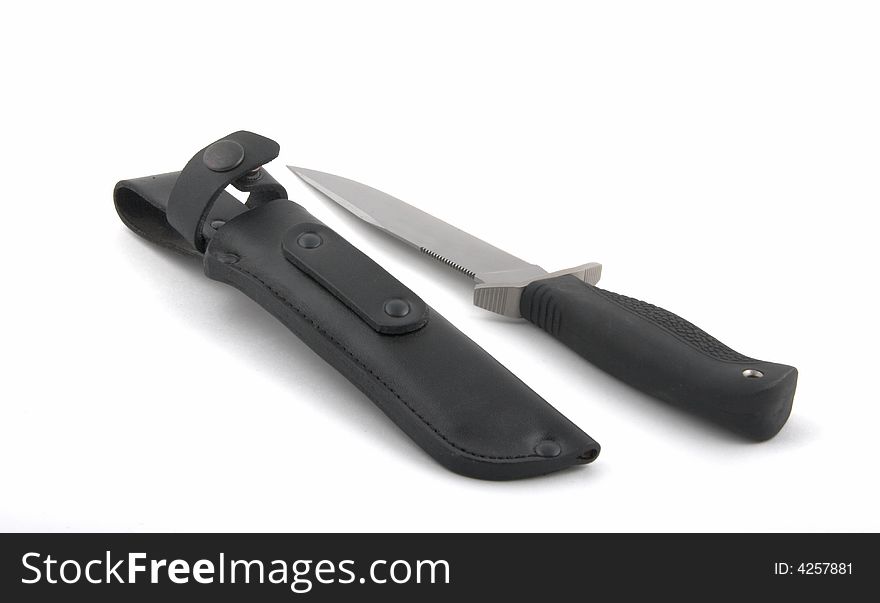 Army knife with the rubber handle on a white background