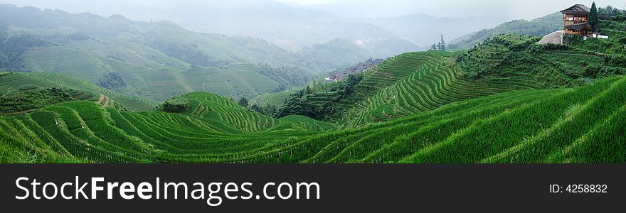 Terraced field and village in GuiLin, GuangXi, China