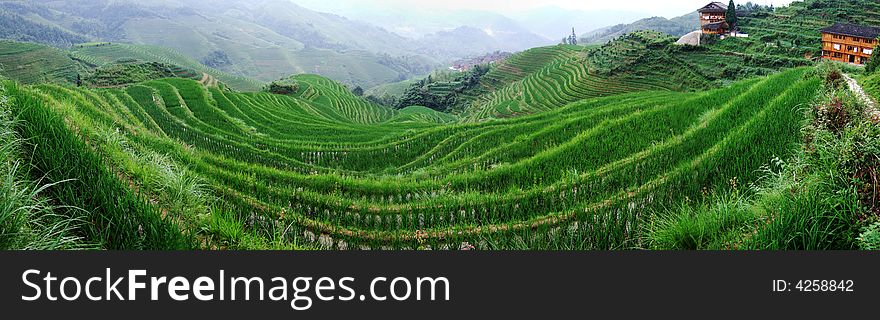 Terraced field and village in GuiLin, GuangXi, China