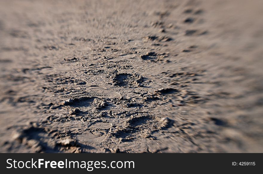 Footprints of sand with minimal DoF. Taken using a lensbaby lense. Footprints of sand with minimal DoF. Taken using a lensbaby lense.