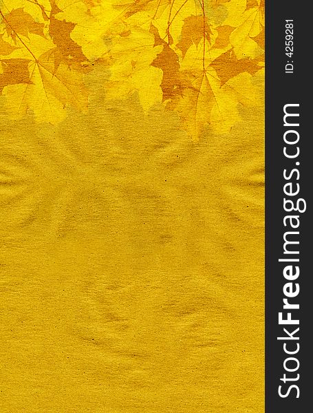 Paper texture background with yellow maple leaves. Paper texture background with yellow maple leaves