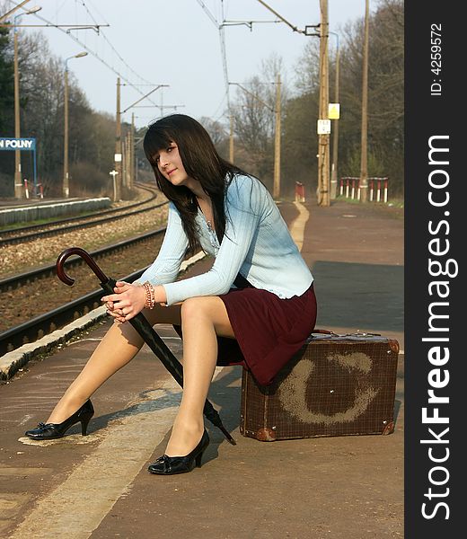 Girl waiting for the train