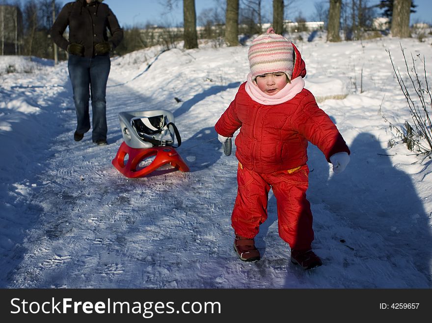 Child with a sled
