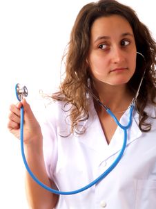 Doctor Holding A Stethoscope Royalty Free Stock Photography