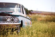 Abandoned Car In Field Royalty Free Stock Photo