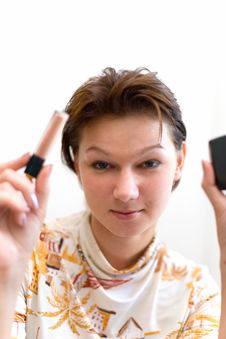 Woman Preparing To Make-up Stock Photography Woman Preparing To Make-up Stock Photography