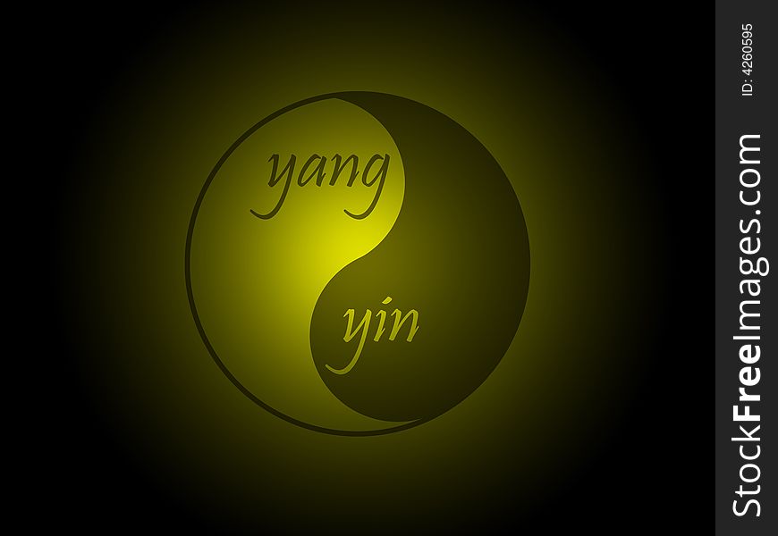 Black background with yellow yinyang. Black background with yellow yinyang