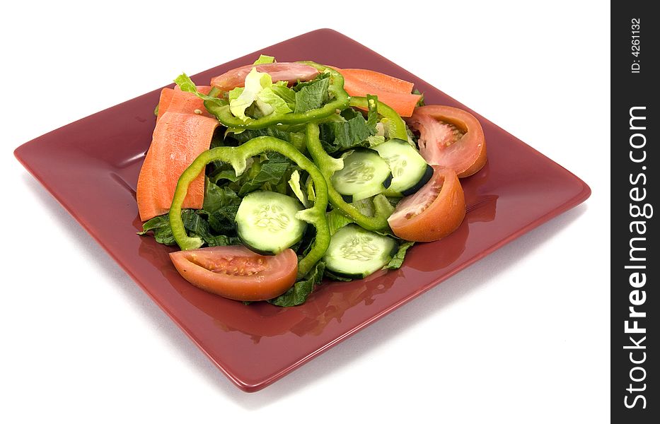 Garden salad isolated on white background.