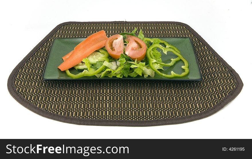 Garden salad isolated on white background.