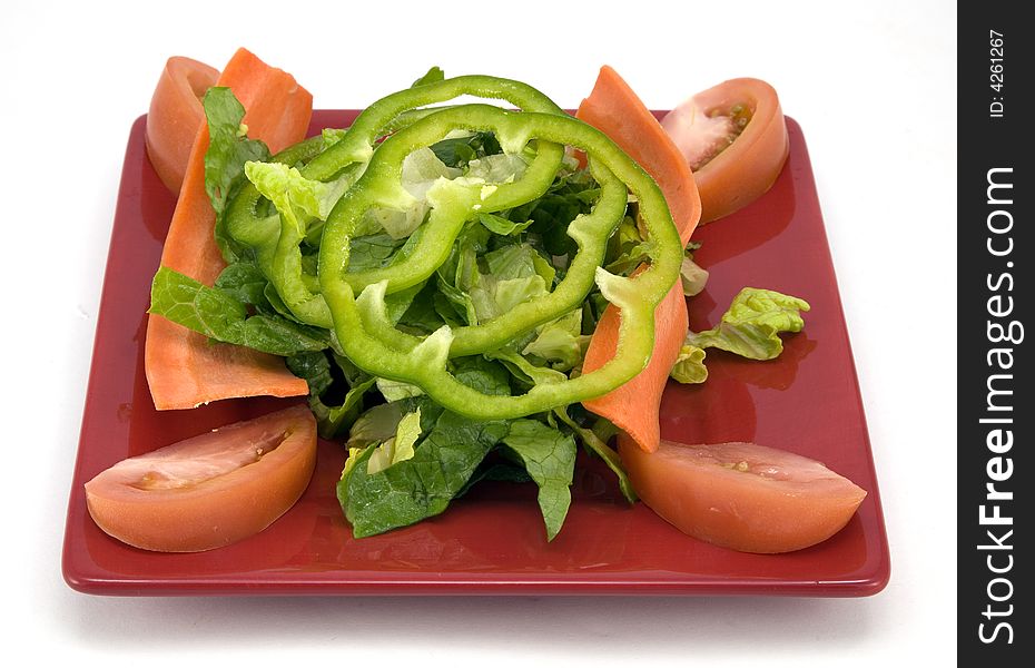 Garden salad isolated on white background.