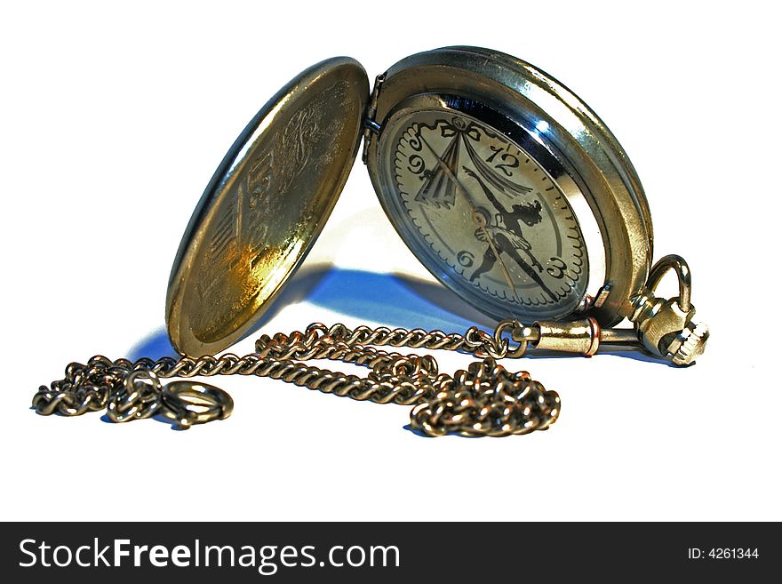 Opened pocket watch with ballet dancer. Opened pocket watch with ballet dancer