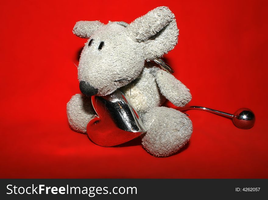 Cute mouse with silver heart