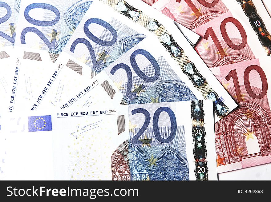 Bunch Of Euro Notes As Fan On A Black Background