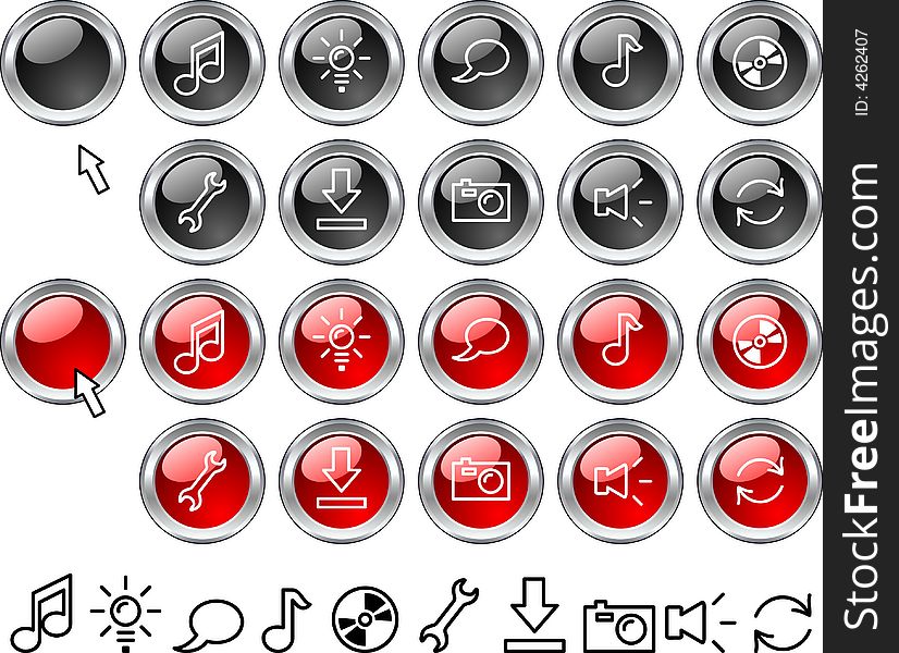 Collection of buttons. Vector illustration. Collection of buttons. Vector illustration.