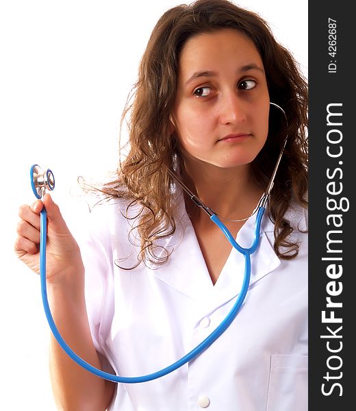 Female doctor holding a stethoscope