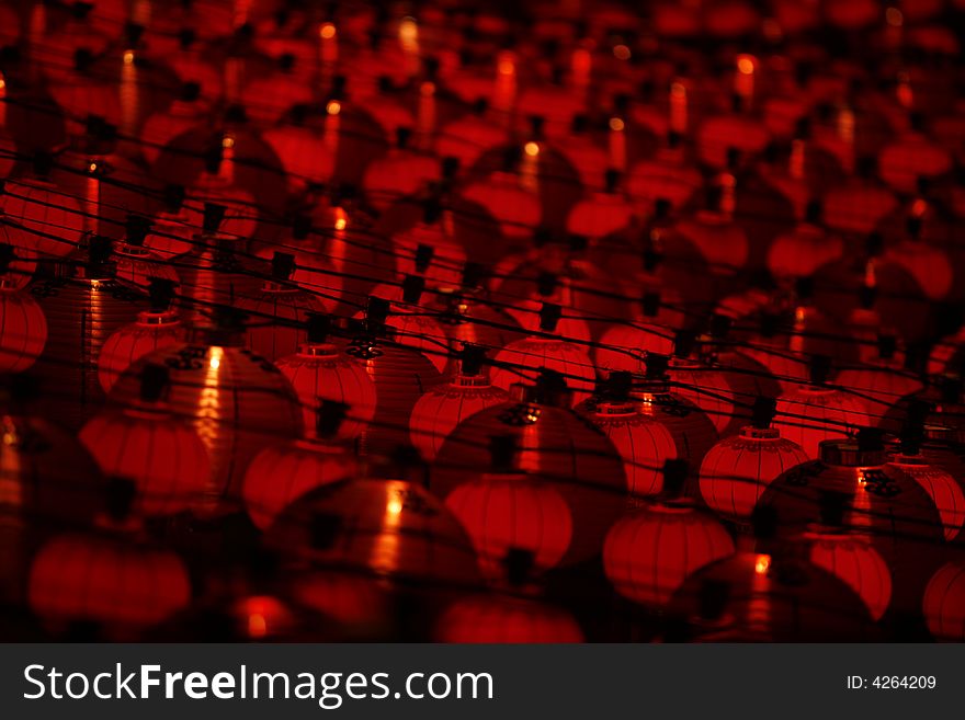 Chinese red lanterns at a temple during Chinese New Year. Chinese red lanterns at a temple during Chinese New Year..