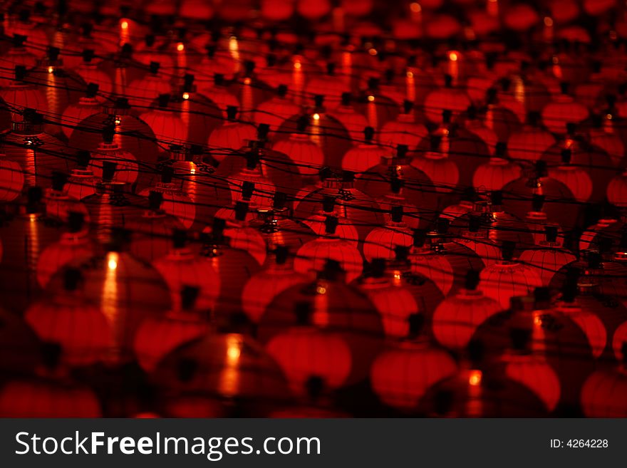 Chinese red lanterns light up. Chinese red lanterns light up.