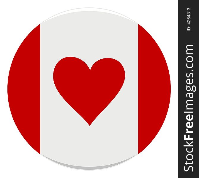 Vector illustration of icon of canadian flag with heart instead of leaf. Vector illustration of icon of canadian flag with heart instead of leaf