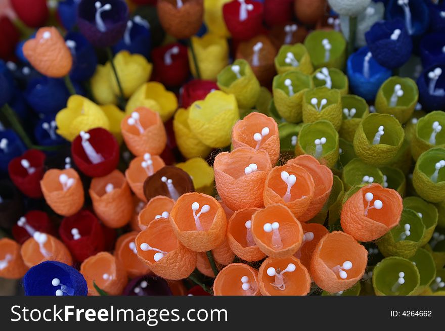 Colorful flowers made from cocoon. Colorful flowers made from cocoon