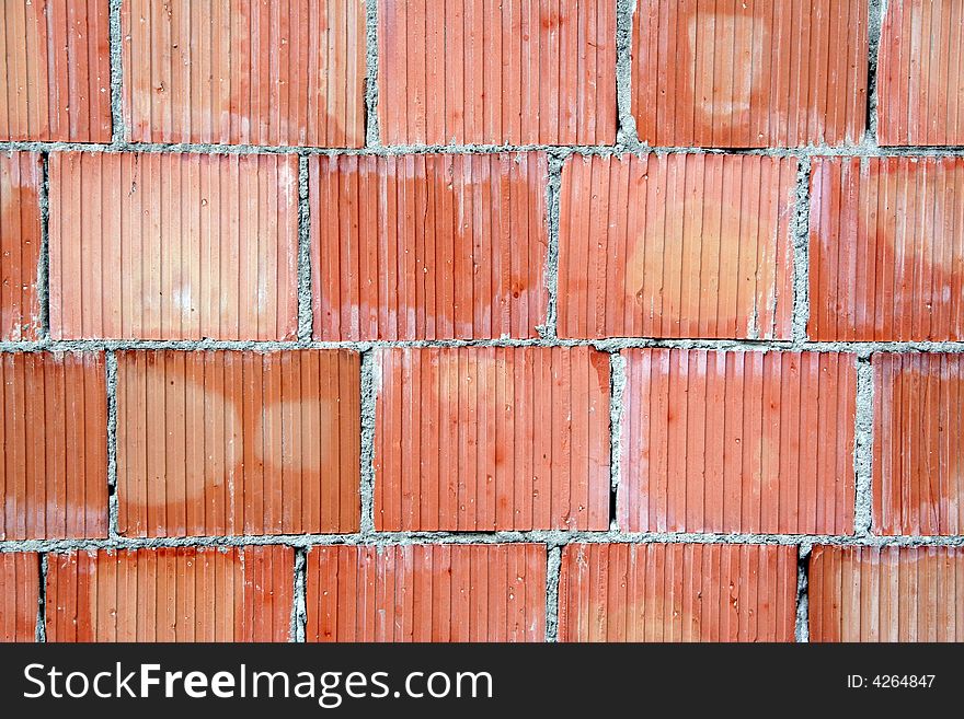 A detail of a brick wall
