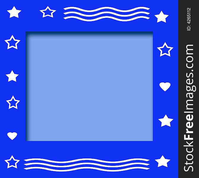 Scrapbook frame with nautical symbols around cutout center. Scrapbook frame with nautical symbols around cutout center