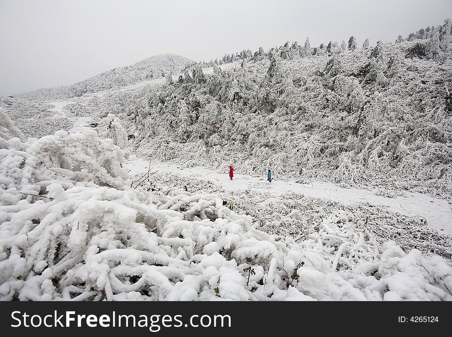 Yunwu Nountains was covered with Snow in winter. Yunwu Nountains was covered with Snow in winter