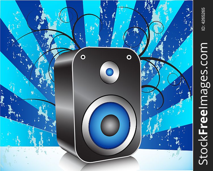 Illustration of loudspeaker with abstract background