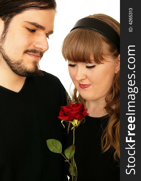 Romantic Couple Holding Rose