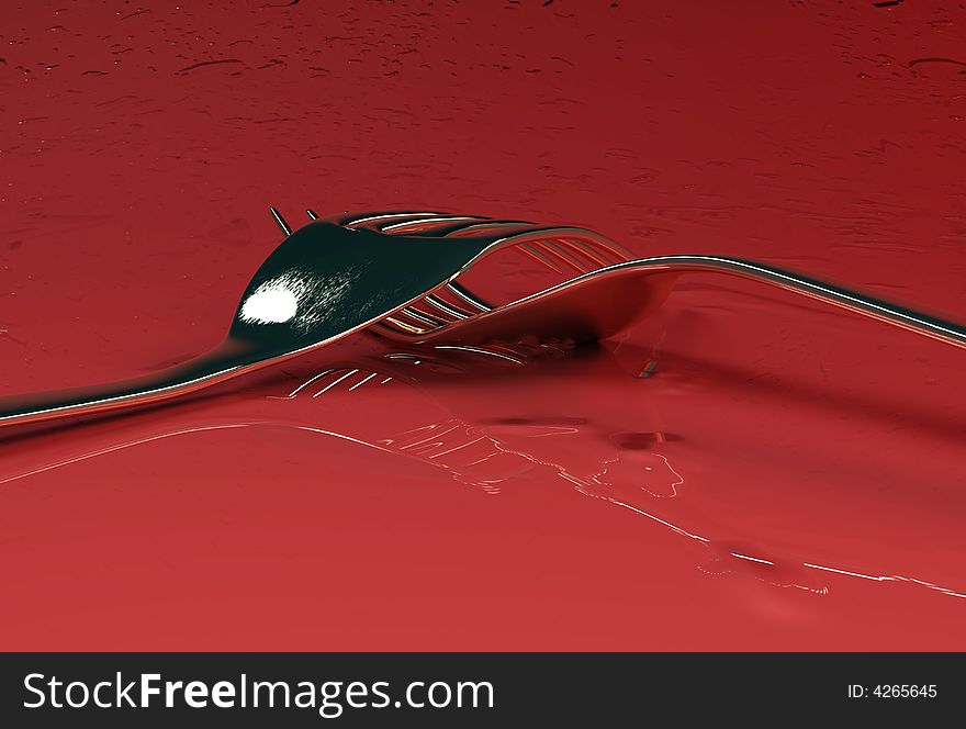 Image of two forks in a red background. Image of two forks in a red background